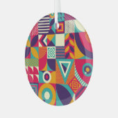 ポップ・アートの抽象芸術幾何形状、シームレスなパターン。 ガラスオーナメント (正面左)