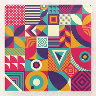 ポップ・アートの抽象芸術幾何形状、シームレスなパターン。 ガラスコースター