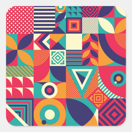 ポップ・アートの抽象芸術幾何形状、シームレスなパターン。 スクエアシール (正面)