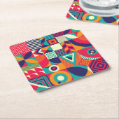 ポップ・アートの抽象芸術幾何形状、シームレスなパターン。 スクエアペーパーコースター (アングル)