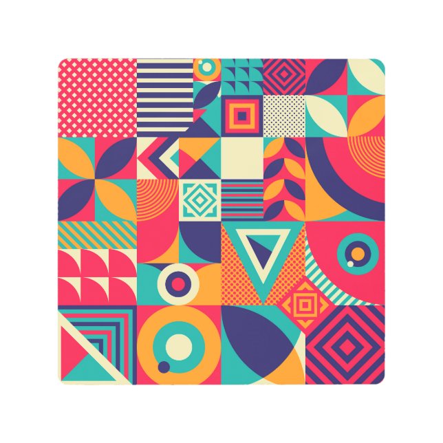 ポップ・アートの抽象芸術幾何形状、シームレスなパターン。 メタルプリント (正面)