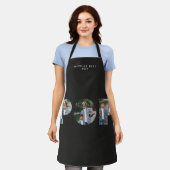 ポップ・アートの数々のモダンタイポグラフィエレガント黒 エプロン (着用した状態)