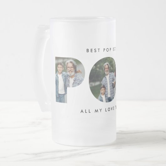 ポップ・アートの数々のモダンタイポグラフィエレガント黒 フロストグラスビールジョッキ (正面左)