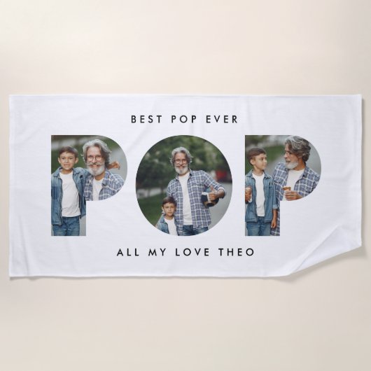 ポップ・アートの数々のモダンタイポグラフィエレガント ビーチタオル (正面)