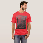 ポップ・アートの点々のあるArt Red New York Cityアートワーク Tシャツ (正面フル)