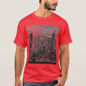 ポップ・アートの点々のあるArt Red New York Cityアートワーク Tシャツ (正面)