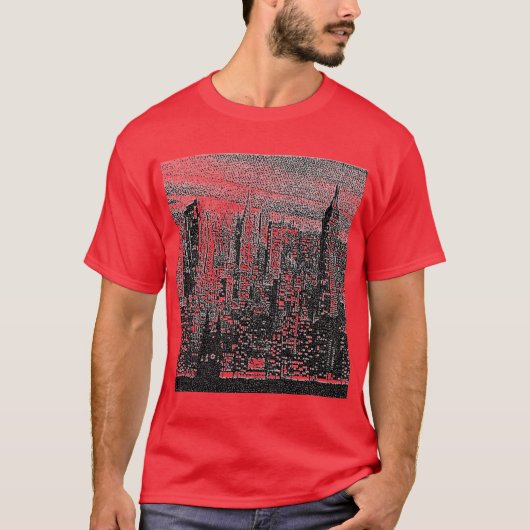 ポップ・アートの点々のあるArt Red New York Cityアートワーク Tシャツ (正面)