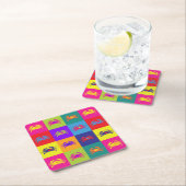 ポップ・アートの甲殻類カラフル スクエアペーパーコースター (インサイチュ)