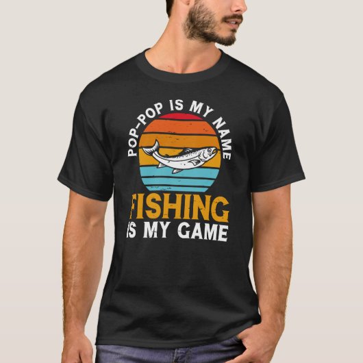 ポップ・アートの私の名ポップ・アートの前魚釣りは私のゲームである Tシャツ (正面)