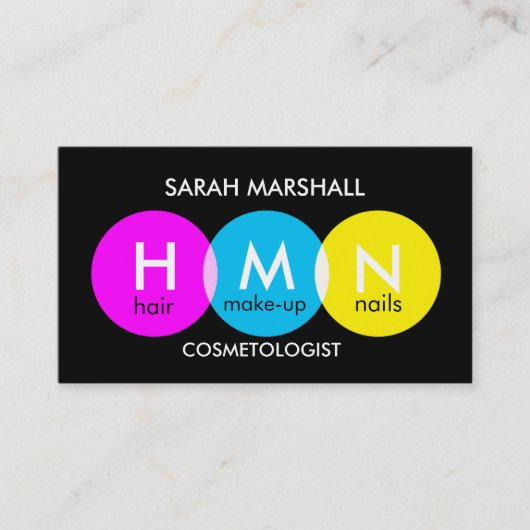 ポップ・アートの美容師名刺 名刺 (正面)