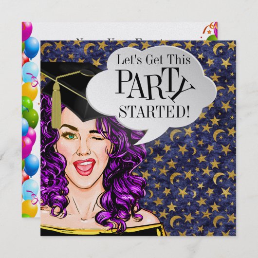 ポップ・アートの美術卒業2パーティの招待状 招待状 (正面/裏面)