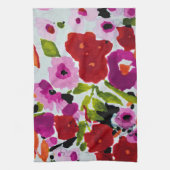 ポップ・アートの色はっきりしたのInky Water色の花の キッチンタオル (縦)