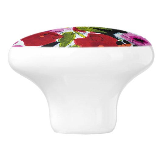 ポップ・アートの色はっきりしたのInky Water色の花の セラミックノブ (側面)