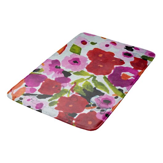 ポップ・アートの色はっきりしたのInky Water色の花の バスマット (アングル)