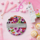 ポップ・アートの色はっきりしたのInky Water色の花の ペーパープレート (パーティー)