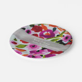 ポップ・アートの色はっきりしたのInky Water色の花の ペーパープレート (アングル)