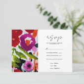 ポップ・アートの色はっきりしたのInky Water色の花の 出欠カード (スタンド正面)