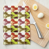 ポップ・アートの象 キッチンタオル (四つ折り)