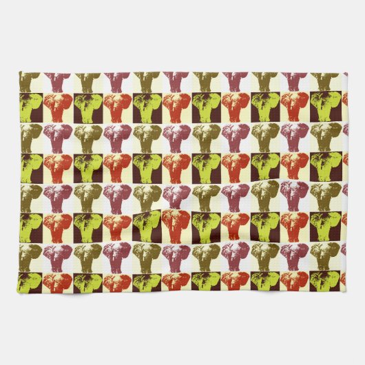 ポップ・アートの象 キッチンタオル (横)