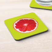 ポップ・アートの鮮やかなピンクのグレープフルーツの水彩 コースター (左側)