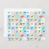 ポップ・アートの鳥模様 ポストカード (正面/裏面)