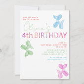 ポップ・アートの4歳を超えるバースデーバルーンドッグ招待状 招待状 (正面)