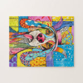 ポップ・アートの – アートドッグポートレートインレトロスタイル ジグソーパズル (横)