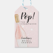 ポップ・アートの!ザシャンパンピンクブライダルシャワーメッセージカード ギフトタグ (正面)
