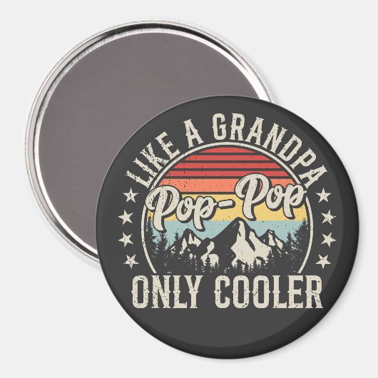 ポップ・アートの-ポップ・アートのおじいちゃん専用のクールレトロ円 マグネット (正面/裏面)