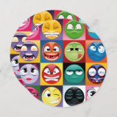 ポップ・アートの art emoji 5.25 x 5.25招待状円 招待状 (正面/裏面)