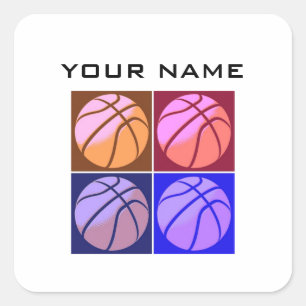 ポップ・アートのArt Basketballお名前 スクエアシール