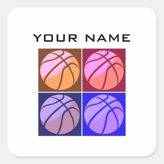 ポップ・アートのArt Basketballお名前 スクエアシール (正面)