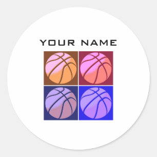 ポップ・アートのArt Basketballお名前 ラウンドシール