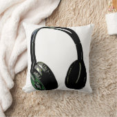 ポップ・アートのArt Black & White Headphone クッション (ブランケット)