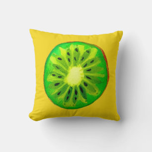 ポップ・アートのart bright kiwi fruitオリジナル水彩 クッション