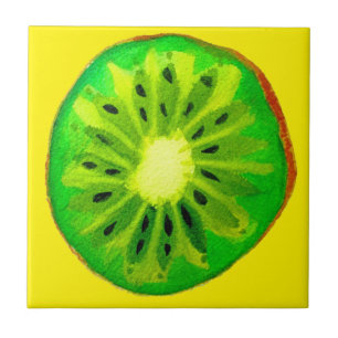 ポップ・アートのart bright kiwi fruitオリジナル水彩 タイル