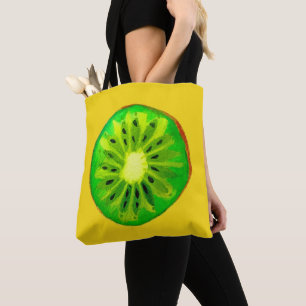 ポップ・アートのart bright kiwi fruitオリジナル水彩 トートバッグ