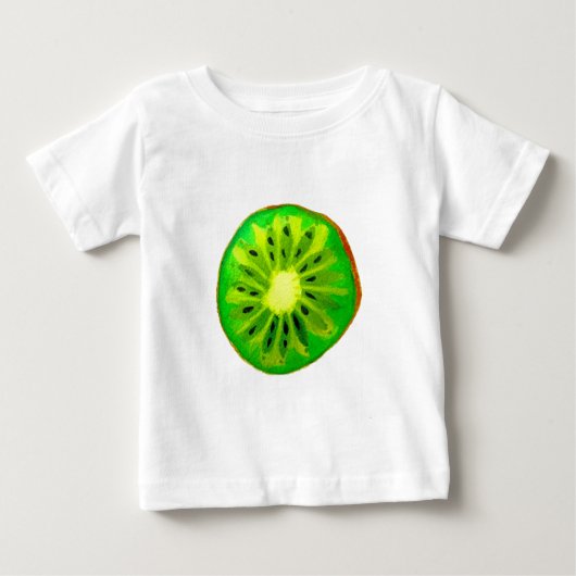 ポップ・アートのart bright kiwi fruitオリジナル水彩 ベビーTシャツ (正面)