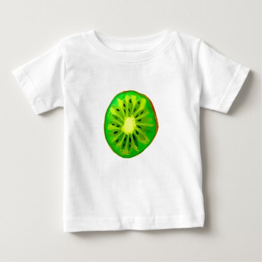ポップ・アートのart bright kiwi fruitオリジナル水彩 ベビーTシャツ (正面)