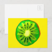 ポップ・アートのart bright kiwi fruitオリジナル水彩 ポストカード (正面/裏面)