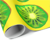 ポップ・アートのart bright kiwi fruitオリジナル水彩 ラッピングペーパー (ロールコーナー)
