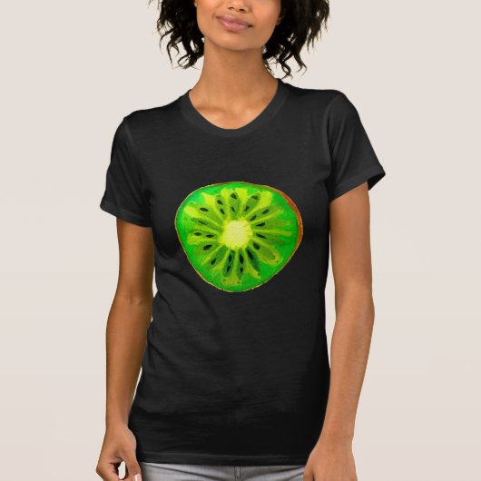 ポップ・アートのart bright kiwi fruitオリジナル水彩 tシャツ (正面)