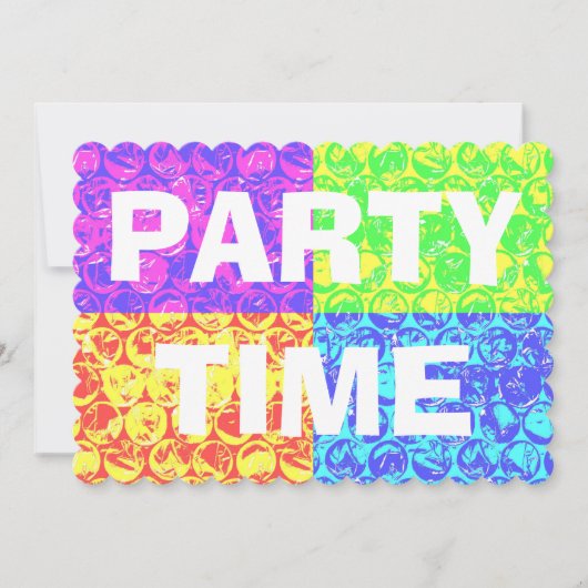 ポップ・アートのart bubble wrap誕生日パーティー 招待状 (正面)