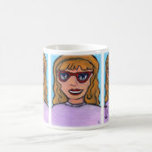 ポップ・アートのArt Cartoon Girlの10代のおもしろい名門私立校風の ユニーク コーヒーマグカップ (中央)