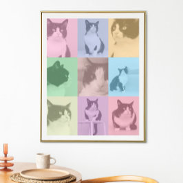 ポップ・アートのArt Cat 9フォトモダンレトロカラーブロック ポスター