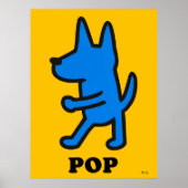ポップ・アートのArt Dog Poster – 黄色の青いシルエット ポスター (正面)