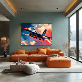 ポップ・アートのArt Fighter Jet - Souring Aviation Art ポスター