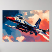 ポップ・アートのArt Fighter Jet - Souring Aviation Art ポスター (正面)