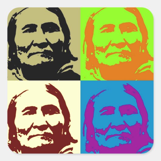 ポップ・アートのArt Freedom Fighter Geronimo スクエアシール (正面)
