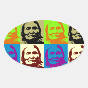 ポップ・アートのArt Freedom Fighter Geronimo 楕円形シール
